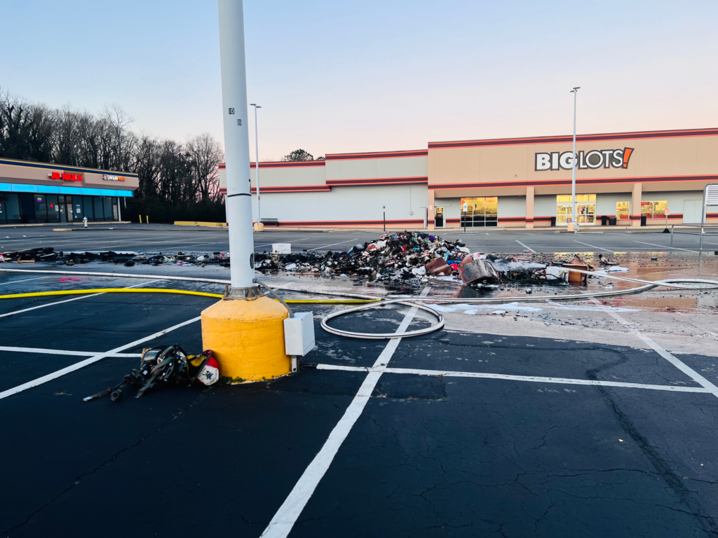 Trash truck dumps load in parking lot due to fire in Chesterfield County - WRIC ABC 8News