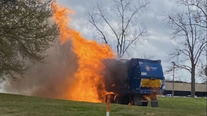 Garbage truck catches fire off Bluebonnet Boulevard - WBRZ