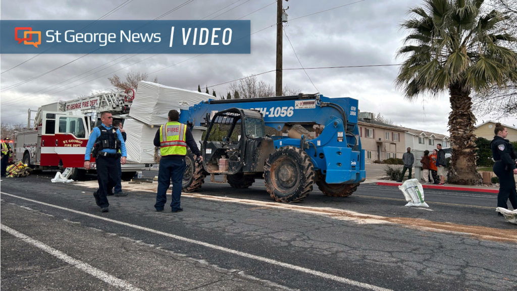 St. George down a ladder truck after collision with forklift - St. George News