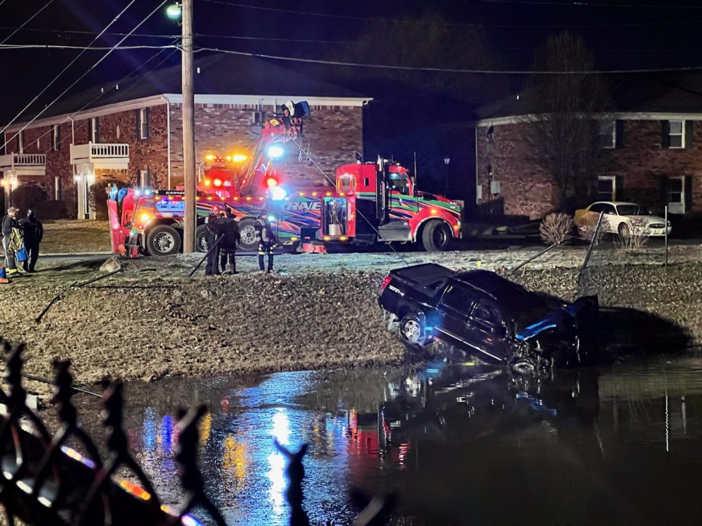 Woman arrested after driving truck into retention pond - FOX 59 Indianapolis