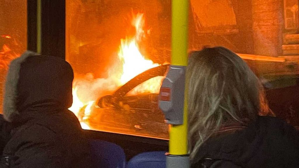 Photos show burning car in Prudential Tunnel along Mass Pike in Boston - WCVB Boston