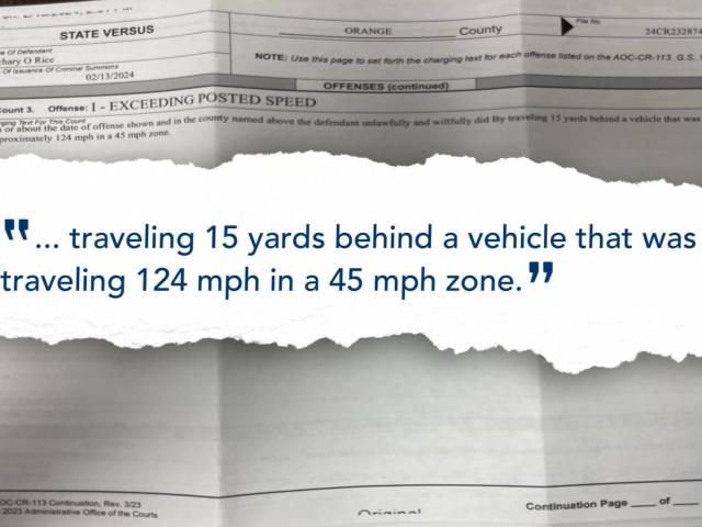 Deadly UNC crash: Football player was 15 yards behind car speeding 124 mph in 45-mph zone, docs reveal - WRAL News