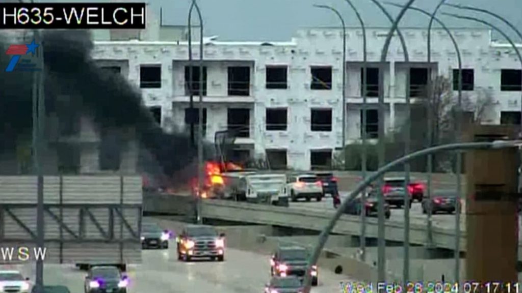 Dallas, Texas I-635 crash, fire backs up traffic | wfaa.com - WFAA.com