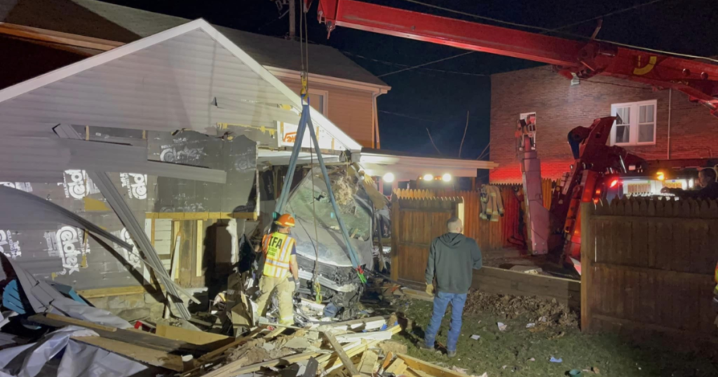 Two people hurt after car slams into home in Indiana Borough - CBS Pittsburgh
