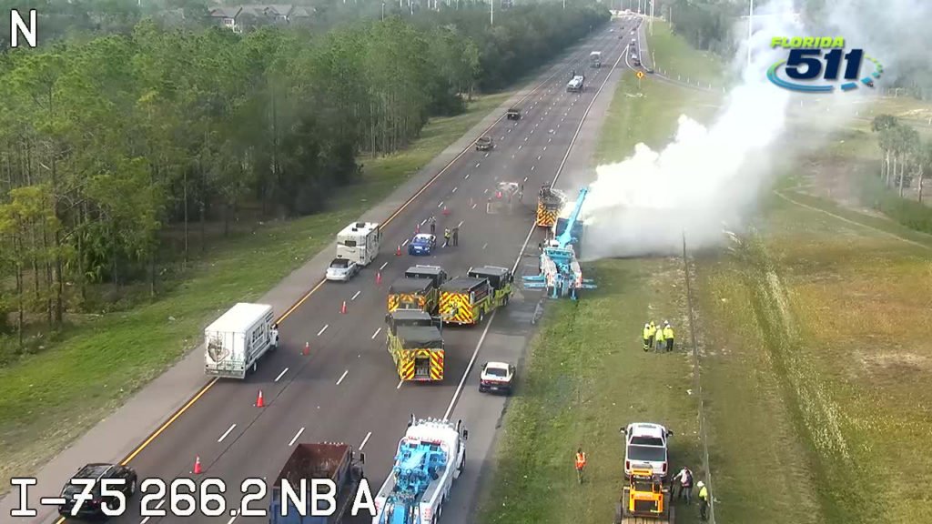 Garbage truck catches fire on I-75 in Temple Terrace: FHP - FOX 13 Tampa