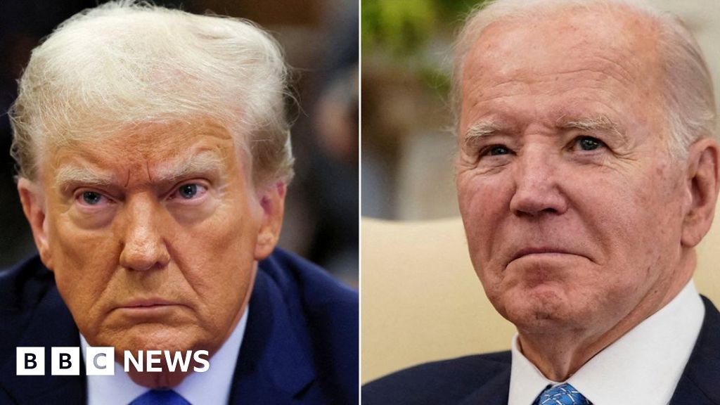 Donald Trump posts video of truck showing hog-tied Joe Biden - BBC.com