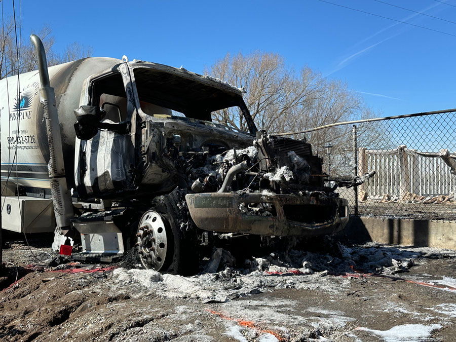 Propane tanker truck catches fire after hitting power line - East Idaho News