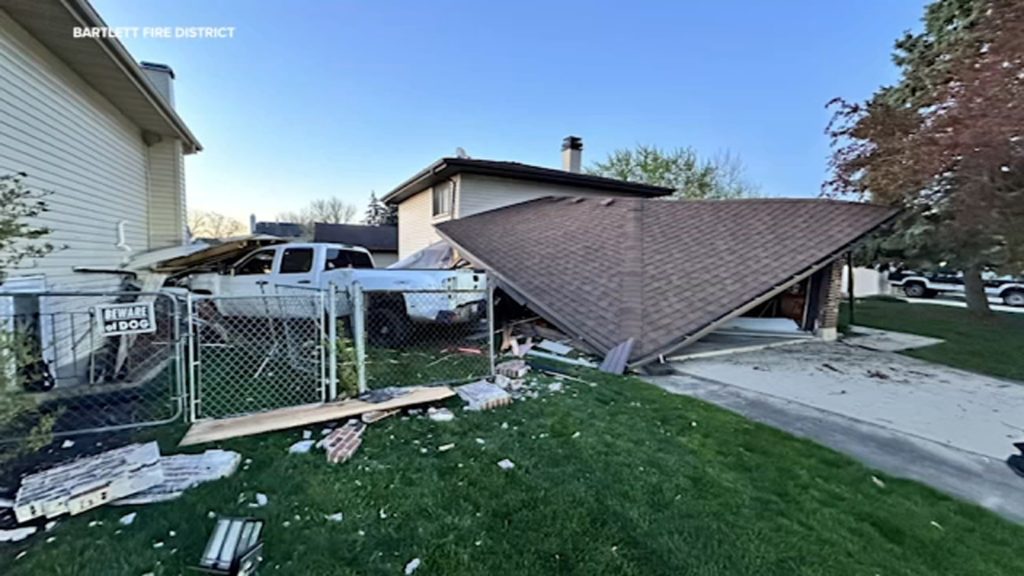 Bartlett IL news: Car crashes into home on Balsam Lane, causes garage collapse, gas leak, evacuation, fire officials say - WLS-TV