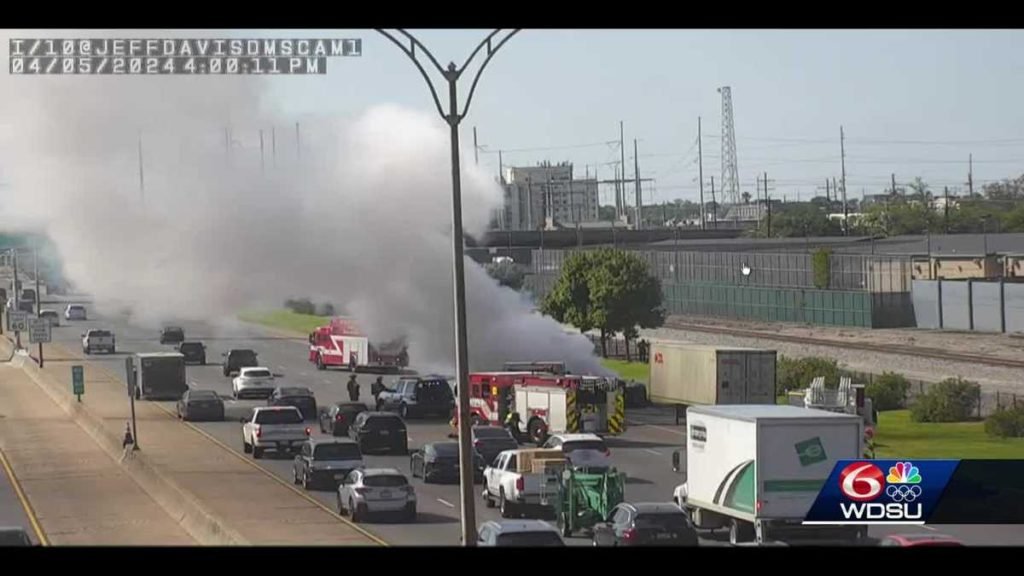 Traffic backed up due to car on fire near Broad Overpass - WDSU New Orleans