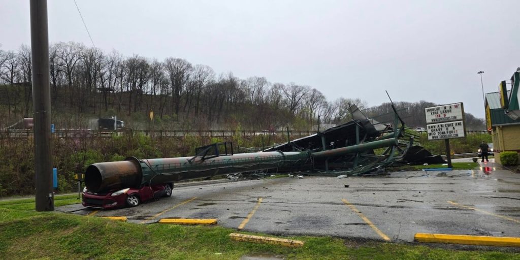 Billboard topples over, smashing car - WSAZ