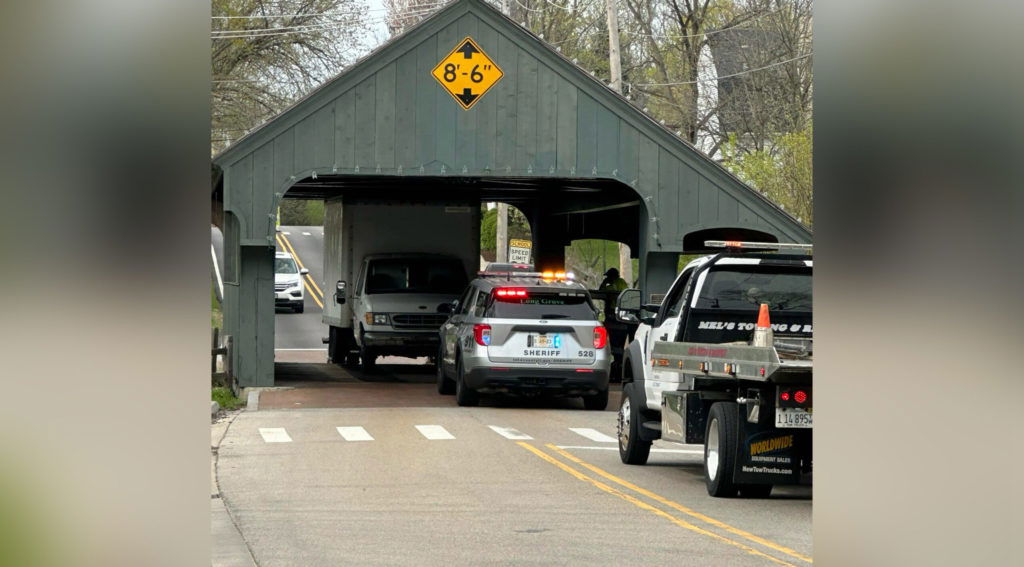 Box truck hits Robert Parker Coffin Bridge in Long Grove; over 50th time bridge has been struck - Lake and McHenry County Scanner