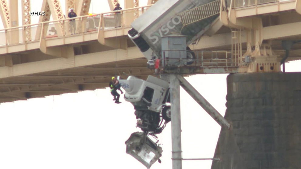 Video Video shows moment semi truck goes off bridge - ABC News