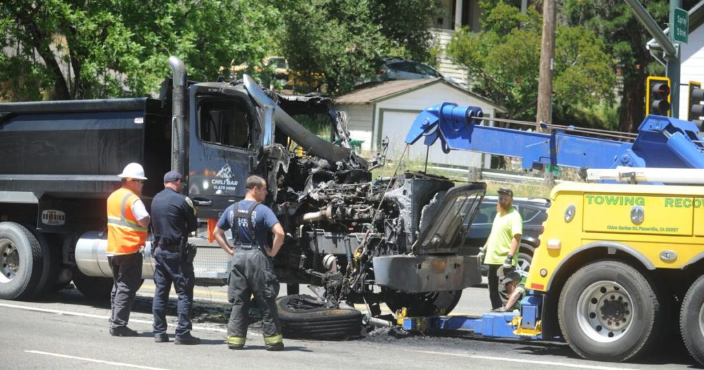 Mine truck catches fire on Highway 50 | News | mtdemocrat.com - Mountain Democrat