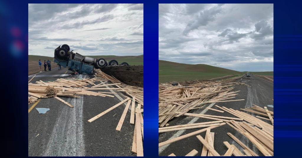 Semi-truck rolls over in Whitman County | Spokane News | khq.com - KHQ Right Now