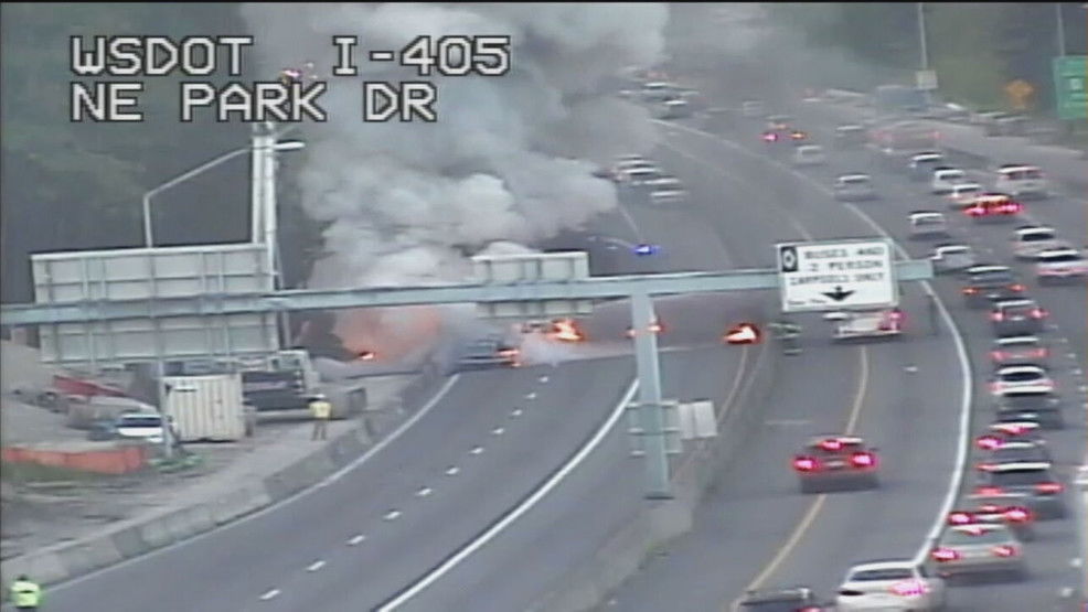 Truck fire on I-405 in Renton blocks all northbound lanes near NE Park Drive - KOMO News