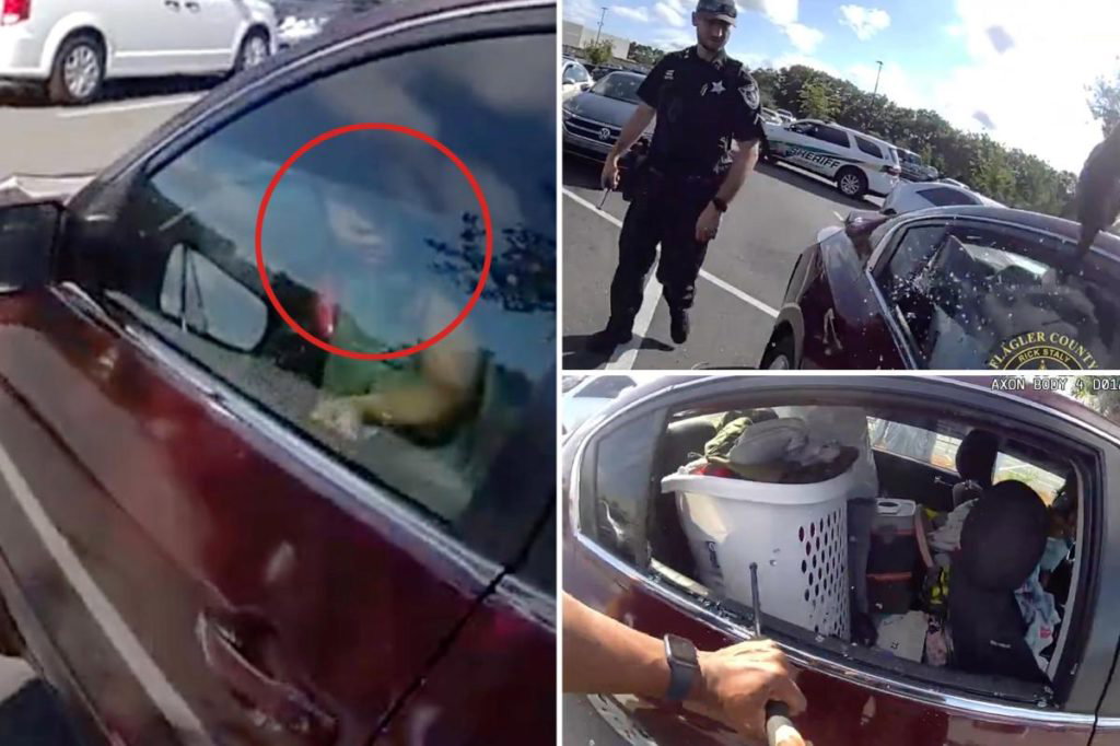 Florida deputy shatters window to rescue toddler from sweltering car, dramatic video shows - New York Post