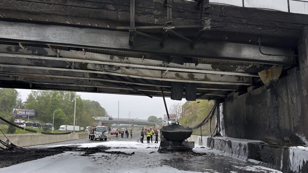 Traffic snarled as workers begin removing bridge over I-95 following truck fire in Connecticut - The Associated Press