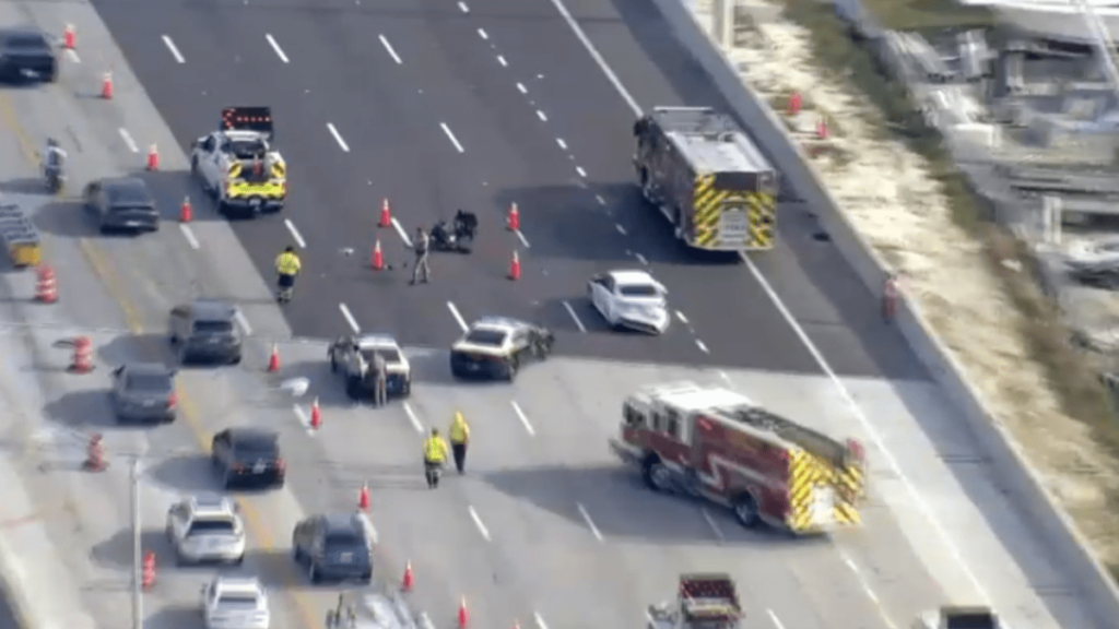 Motorcycle crash causes major delays on I-95 in Broward - NBC Miami