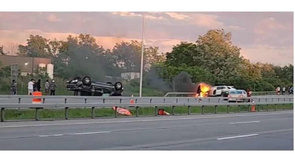 Driver in custody after multi-car rollover crash leaves two cars in flames - News10NBC