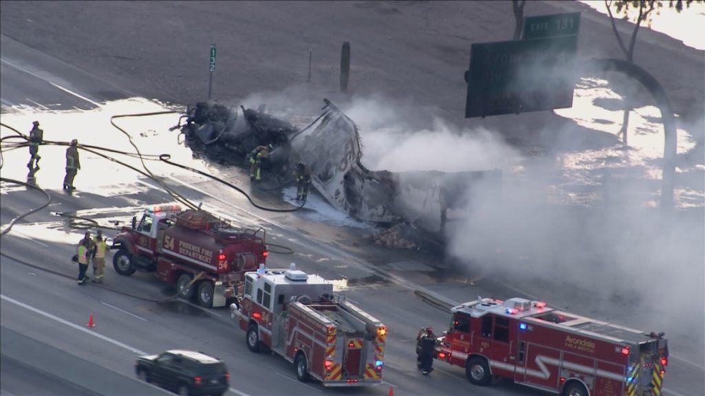 Semi fire causes traffic delays on Interstate 10 in Arizona | 12news.com - 12news.com KPNX