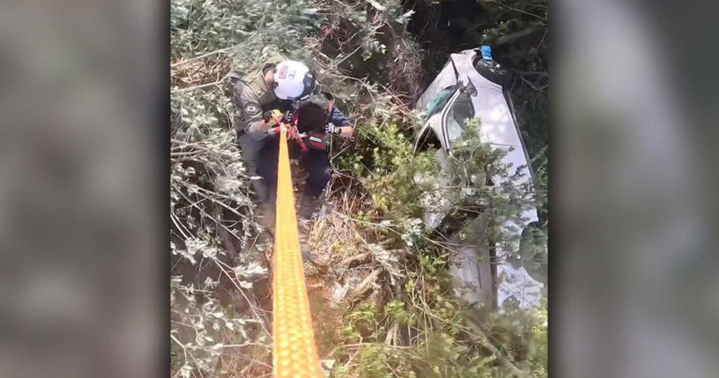 Man rescued after being thrown from car that went over North Coast cliff - CBS San Francisco