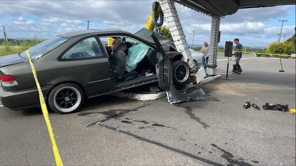 Car crash damages carport outside Salty's restaurant in Portland | kgw.com - KGW.com