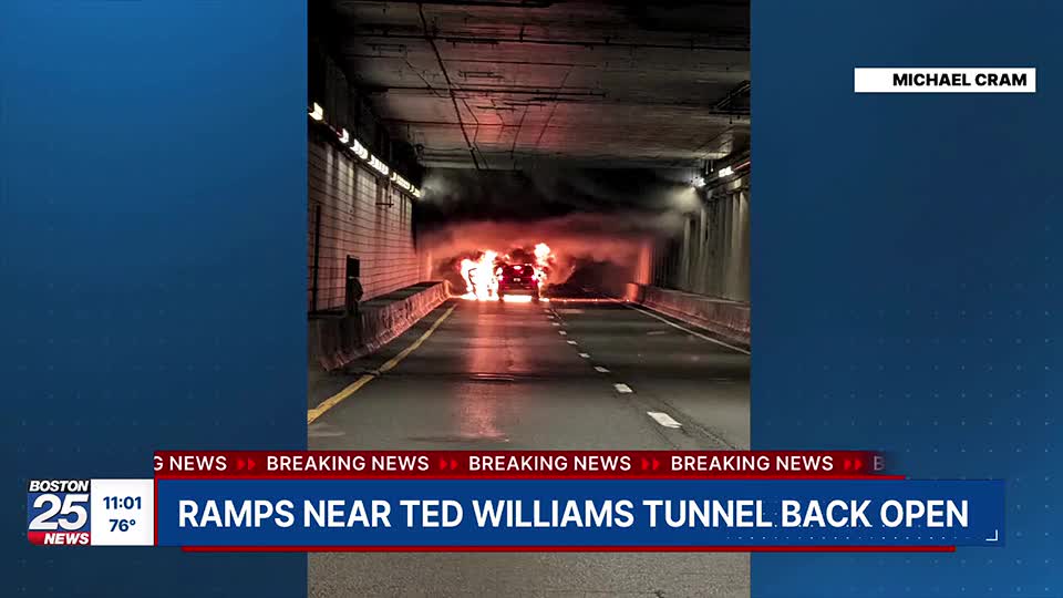 Multi-car wreck causes raging fire in ramp connecting to Ted Williams Tunnel, snarls traffic - Boston 25 News