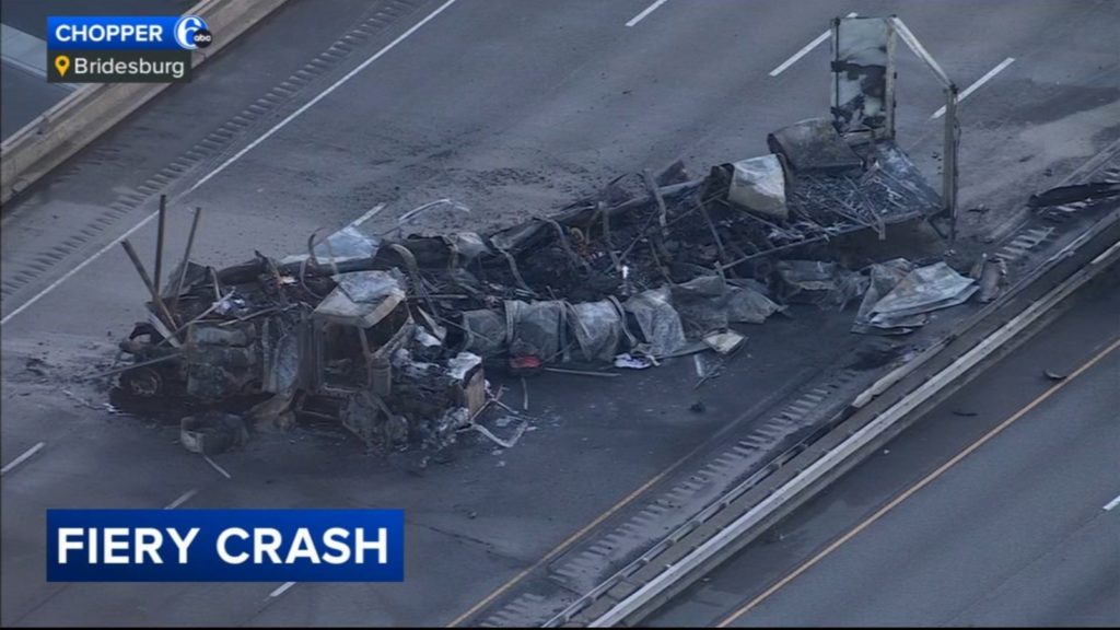 Truck fire causes major delays on I-95 South during morning commute in Bridesburg - WPVI-TV