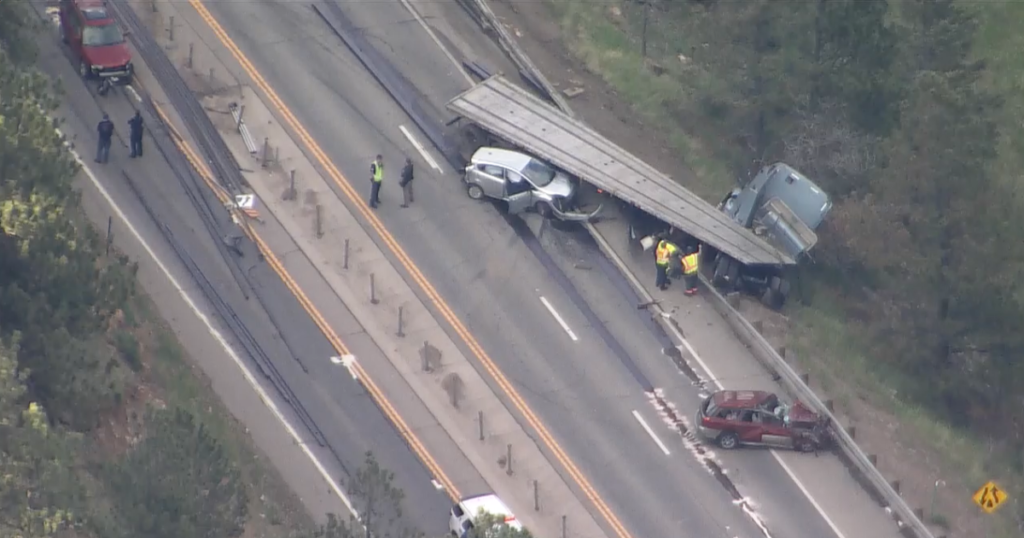 One person killed after semi-truck rolls over on Highway 285 near Conifer, dumps load onto 5 vehicles - Denver 7 Colorado News