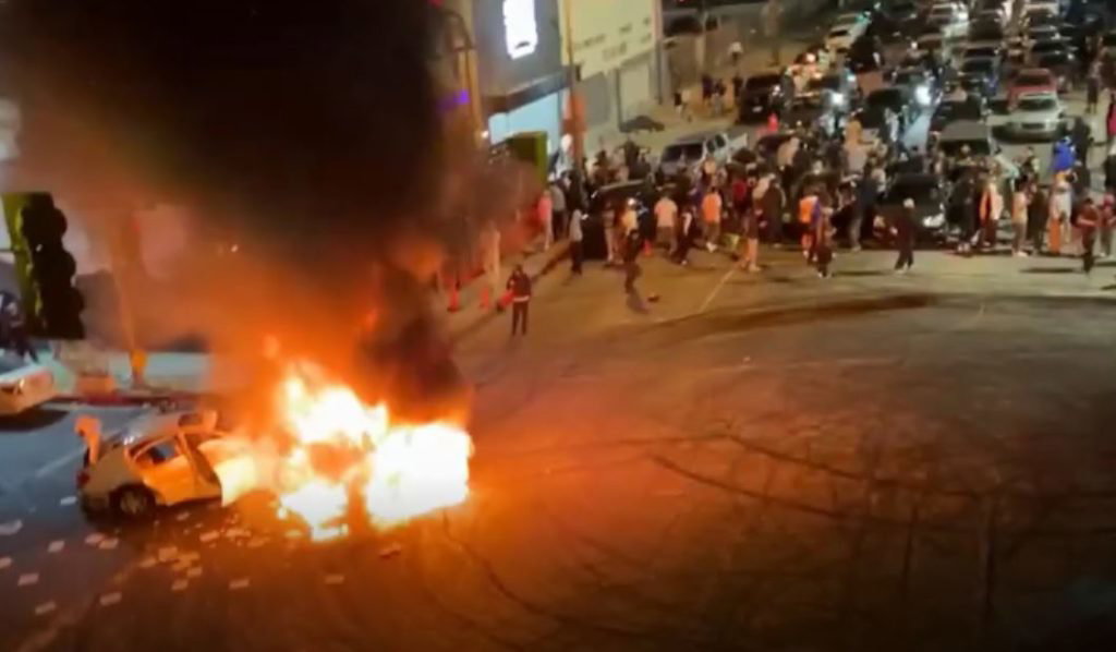 Massive DTLA street takeover ends with cars on fire - FOX 11 Los Angeles
