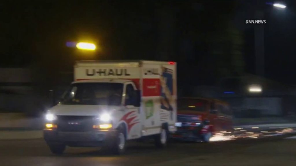 Police chase driver of stolen U-Haul truck towing pickup in San Fernando Valley - NBC Los Angeles