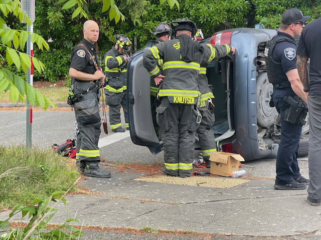UPDATE: Rescue response for car-on-side crash at 30th/Trenton - West Seattle Blog