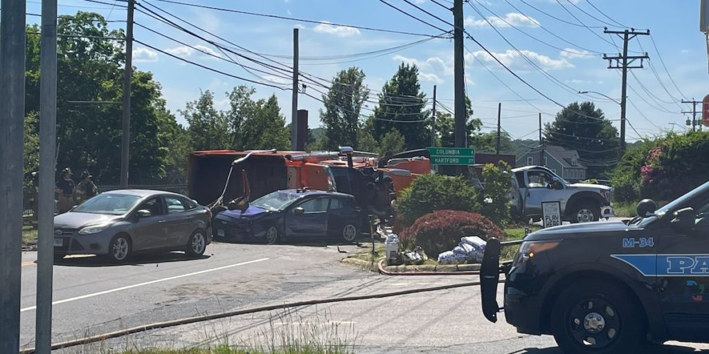 5 hospitalized in dump truck crash on Route 66; road to be closed for hours - Eyewitness News 3