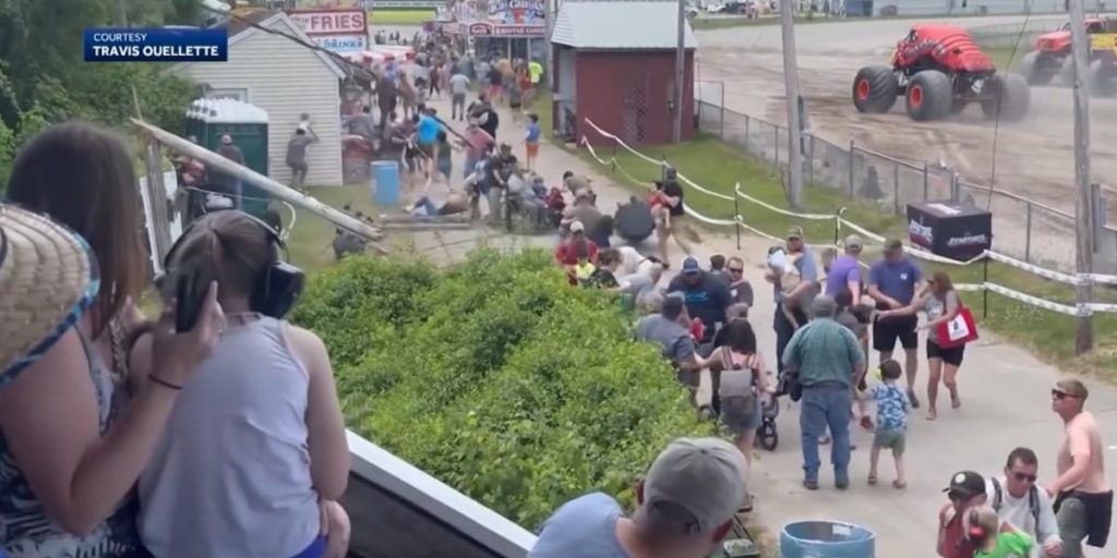 Monster truck clips power line, toppling live wires and utility poles onto spectators - WSMV 4