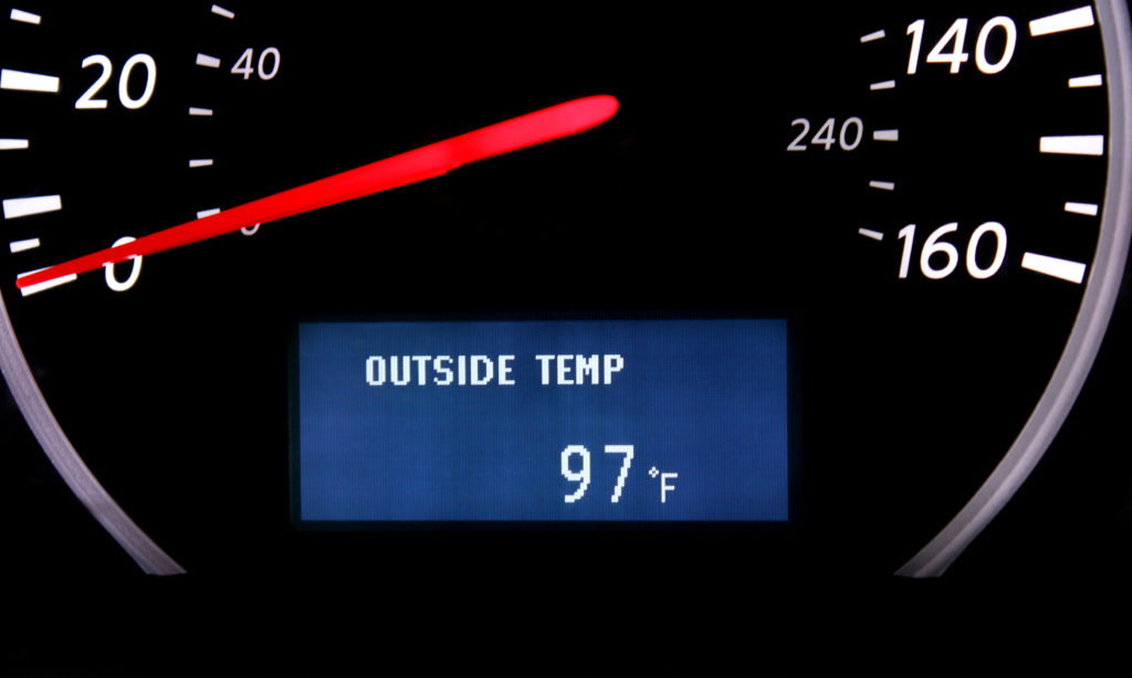 automobile temperature gauge hot summer