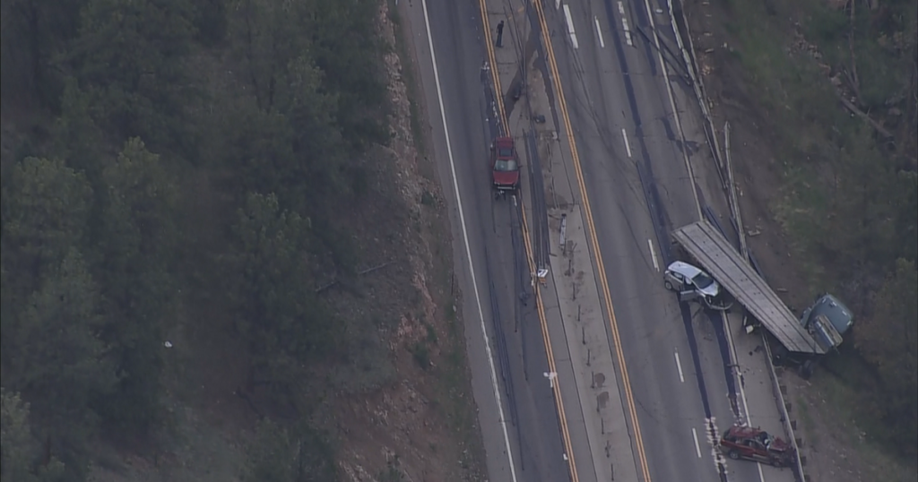 Semi-truck spills pipes and iron onto other vehicles, killing 1 person on Highway 285 in Colorado - CBS Colardo