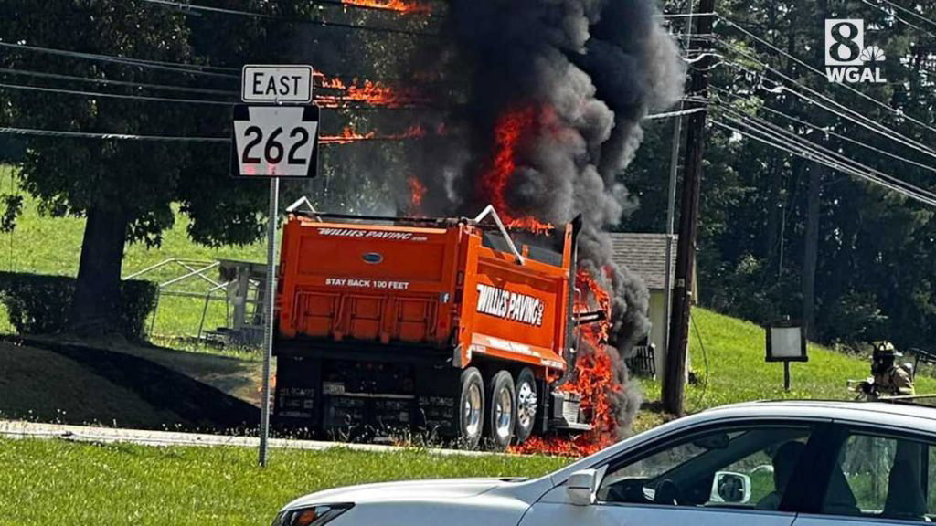 Dump truck fire shuts down road in York County, Pa. - WGAL Susquehanna Valley Pa.