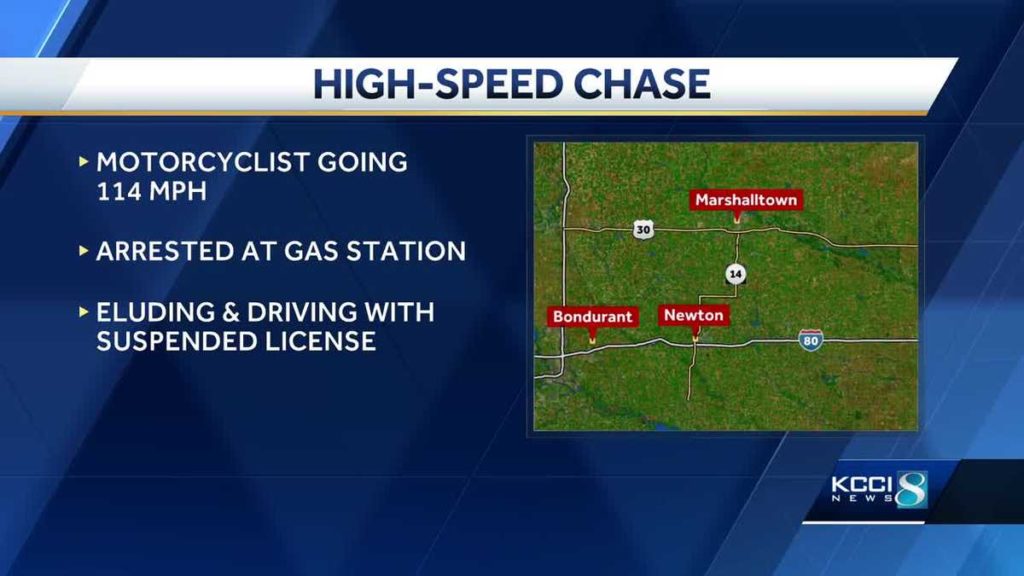 Iowa crime: Motorcycle chase reaches 114 mph before arrest - KCCI Des Moines