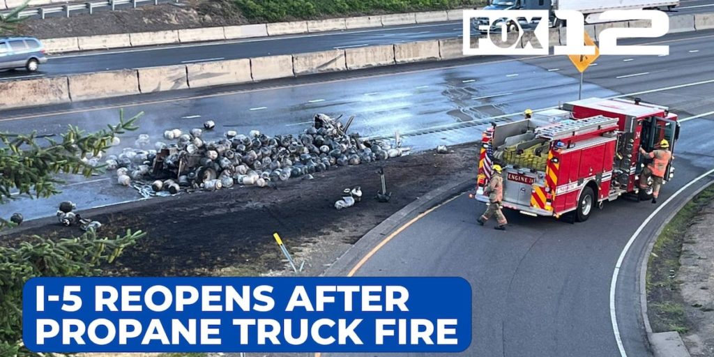 I-5 reopens after propane truck fire in Portland - Fox 12 Oregon