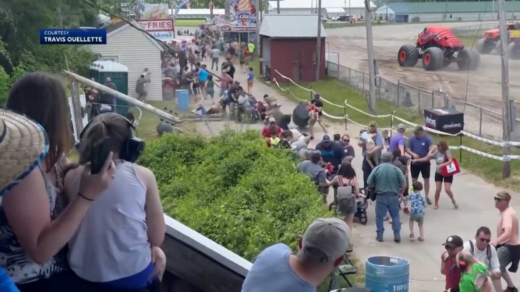 Monster truck hits wire, brings down utility poles at Maine show - WCVB Boston