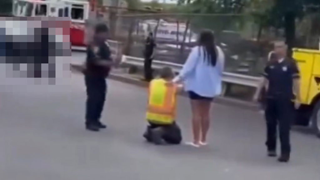 Sickening video shows moments after elderly pedestrian is decapitated by truck as traumatized driver falls... - The Sun