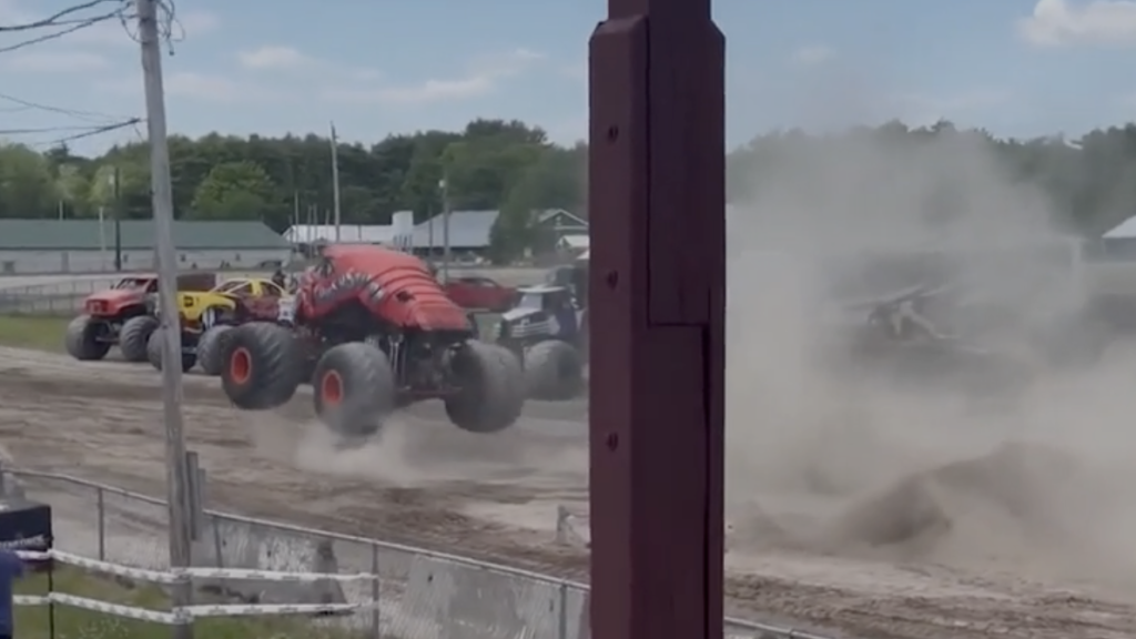 VIDEO: Monster truck clips power line at Maine show - KCRA Sacramento