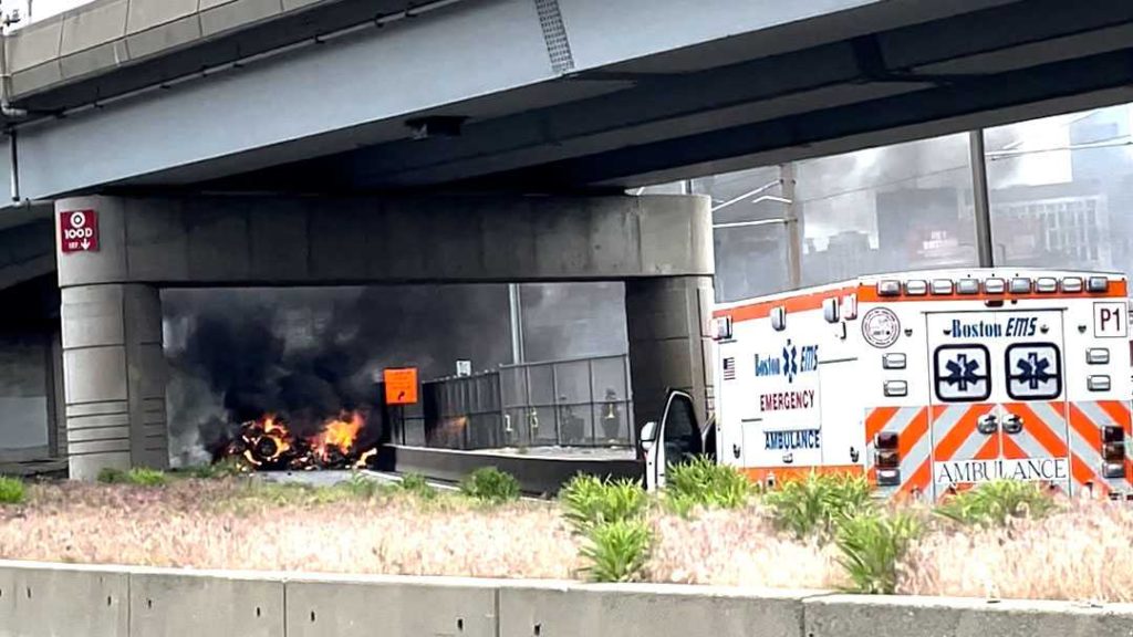 Car appears to have crashed off elevated roadway in Boston - WCVB Boston