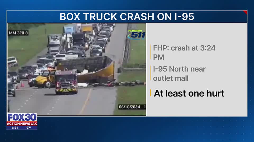 TRAFFIC ALERT: Box truck crash on I-95 just north of St. Augustine Premium Outlets - ActionNewsJax.com