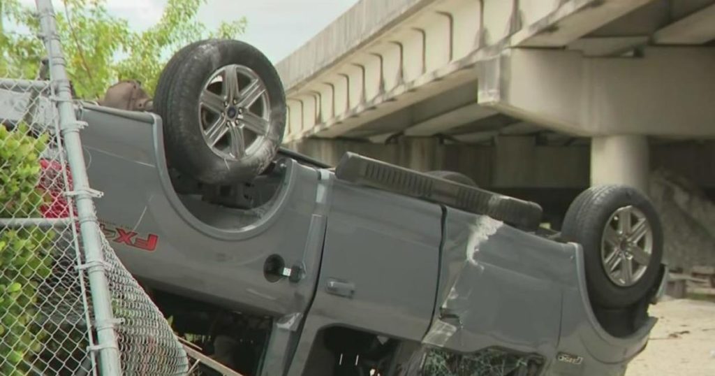 Two people injured when truck went off ledge of I-595 - CBS Miami