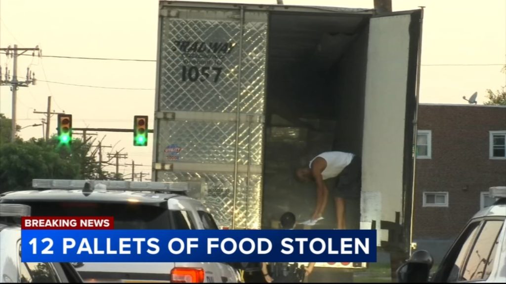 Thieves make off with 12 pallets of food after cargo truck theft in Southwest Philadelphia - WPVI-TV