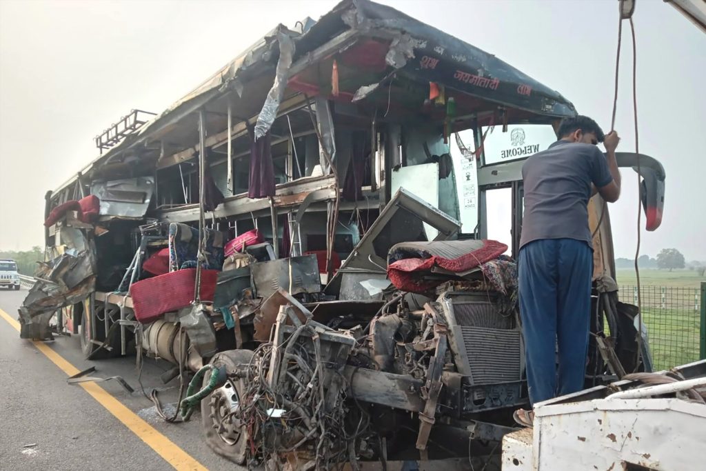 At leas 18 dead as double-decker bus crashes into milk truck in India - NBC News