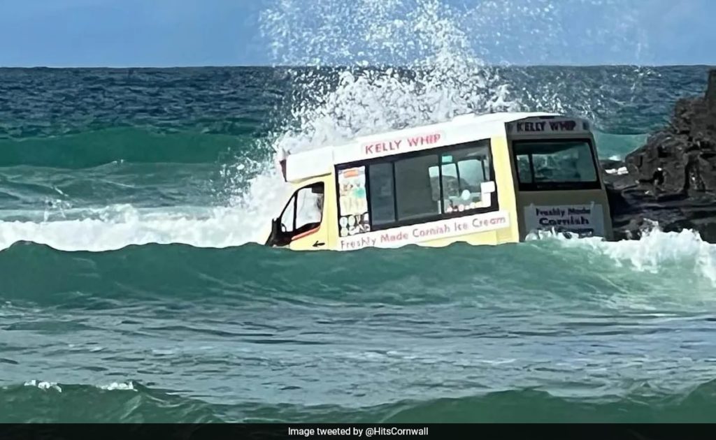 Watch: Dramatic Moment As Ice Cream Truck Gets Swept Out To Sea At UK Beach - NDTV