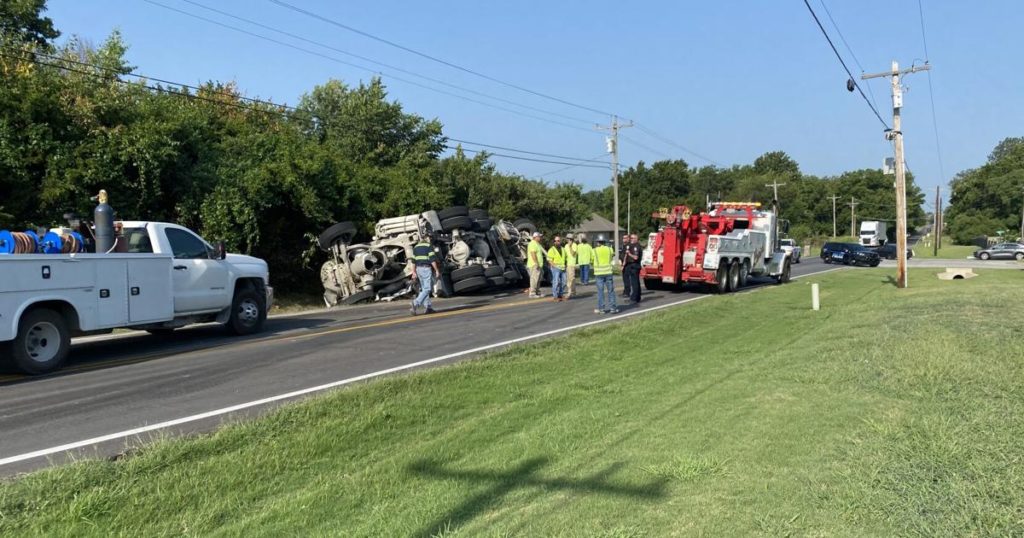 Man injured after concrete truck flips in Collinsville - KOKI FOX 23 TULSA