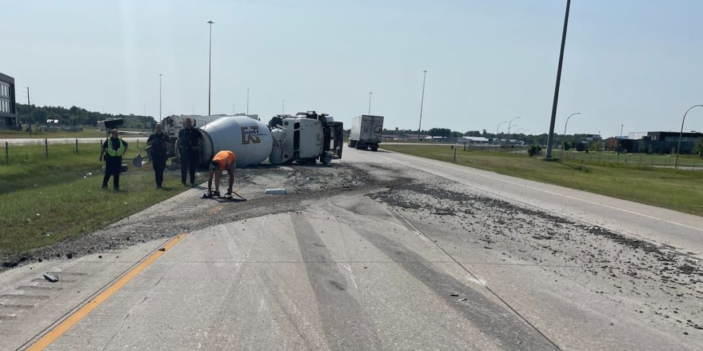 Cement truck rolls on I-94 in West Fargo - KVLY